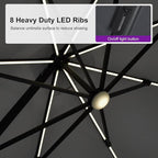 PURPLE LEAF 10 Feet Patio Umbrella Outdoor Cantilever Solar Powered LED Swivel - Image 5