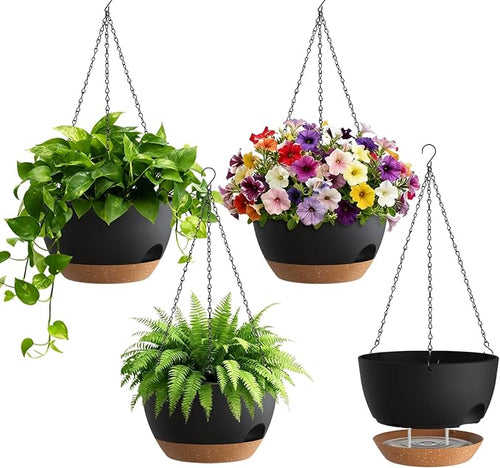 4 Pack 8 Inch Self Watering Hanging Planters by UOUZ