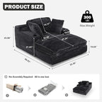 67" Oversized Chaise Lounge Chair Indoor, Soft Boneless Cloud Couch - Image 2