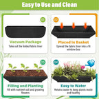 Riare 4 Pack 36 Inch Black Fabric Window Box Liners- Felt Square Trough Planter - Image 5
