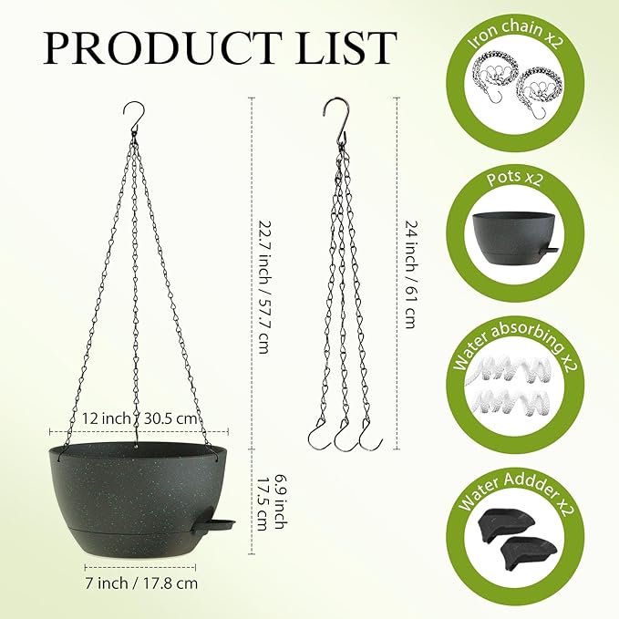 12 Inch Hanging Baskets 2 PC - Image 2