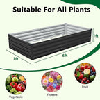 2 Pack 6x3x1FT Galvanized Raised Garden Beds Kit Outdoor Metal Gardening - Image 2