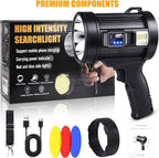 Rechargeable Spotlight, 99000 Lumens Bright LED Spotlight Flashlight, Long - Image 7