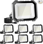 6 Pack LED Flood Lights Outdoor, 100W 10000LM Super Bright Floodlight Outside by LEDDICTIVE