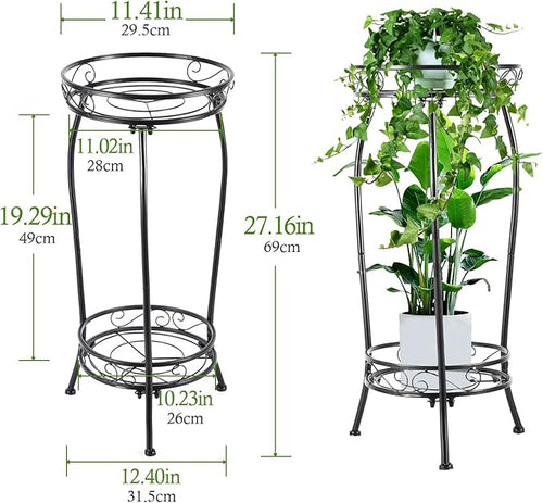 2-Pack Plant Stand Indoor Outdoor, Tall Black Metal Rustproof Stable Plant - Image 2