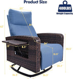 Outdoor Recliner Chair Set of 2, Wicker Patio Recliners - Image 2