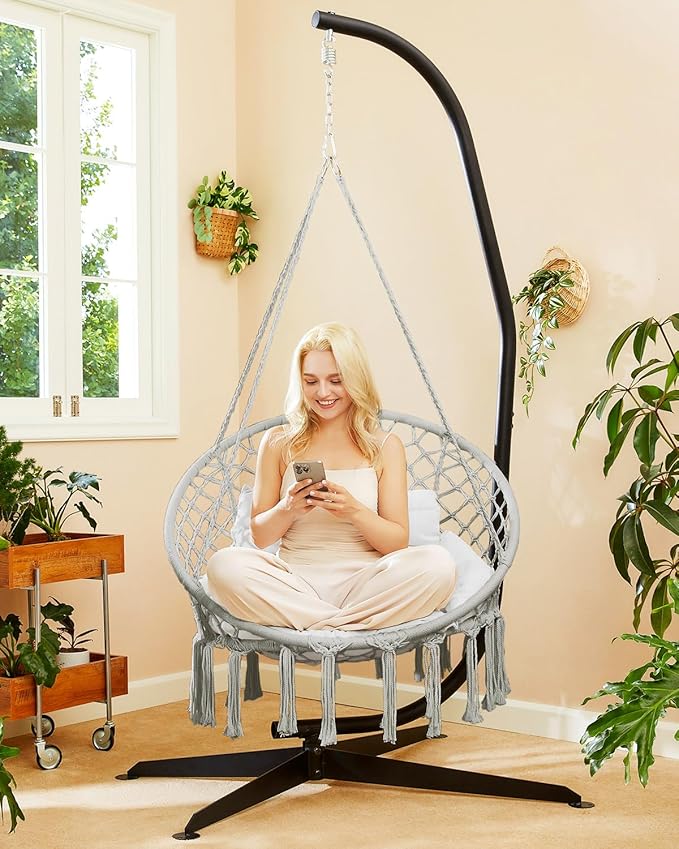Greenstell Hammock Chair, Macrame Swing Chair - Image 7