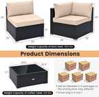 Tangkula 10 Pieces Patio Sofa Set, Outdoor Wicker Conversation Set - Image 5
