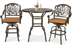 VIVIJASON 3-Piece Patio Swivel Bar Stools Set, All Weather Cast Aluminum by VIVIJASON
