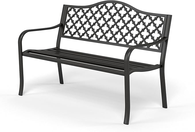 Sophia & William Outdoor Bench, 50 inches Metal Garden Bench, Cast Iron Park by SophiaWilliam