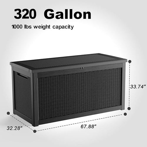 320 Gallon Waterproof Outdoor Storage Box, Large Resin Deck Box, Lockable - Image 2