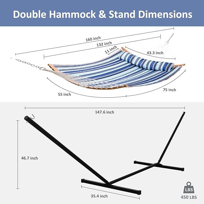SUNCREAT Double Hammock with Stand Included, Portable Hammock with Stand and - Image 6