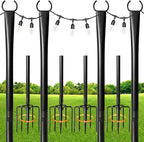 4 Pack String Light Poles for Outdoor, Metal Light Hanging Pole Outside by Unknown