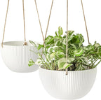 UBEE Ceramic Hanging Planters Indoor Outdoor, 7.5 Inch + 6.5 Inch Hanging - Image 2