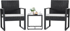 Flamaker 3 Pieces Patio Furniture Outdoor Wicker Modern Rattan Chair by Flamaker