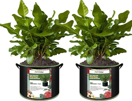 2-Pack 50 Gallon Plant Grow Bags, Thickened Nonwoven Fabric Pots by FVOTNW