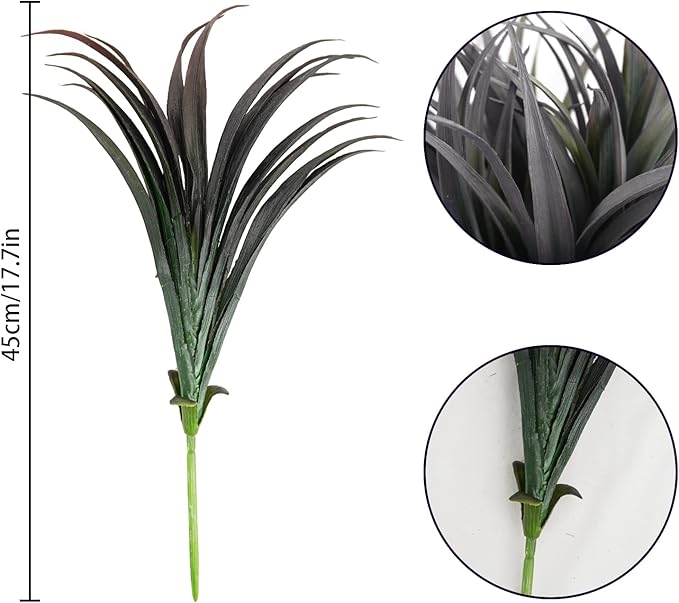 6Pcs Artificial Grass Fake Plants 17.3in Outdoor Plants UV Resistant Faux - Image 6