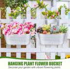 OBTANIM 4 Pack Metal Hanging Flower Pots Iron Railing Planter Outdoor Fence - Image 4