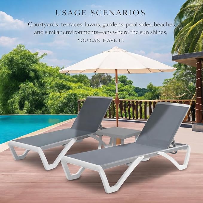 Kozyard Outdoor Chaise Lounge Chair, Full Flat Adjustable Patio Lounger - Image 7