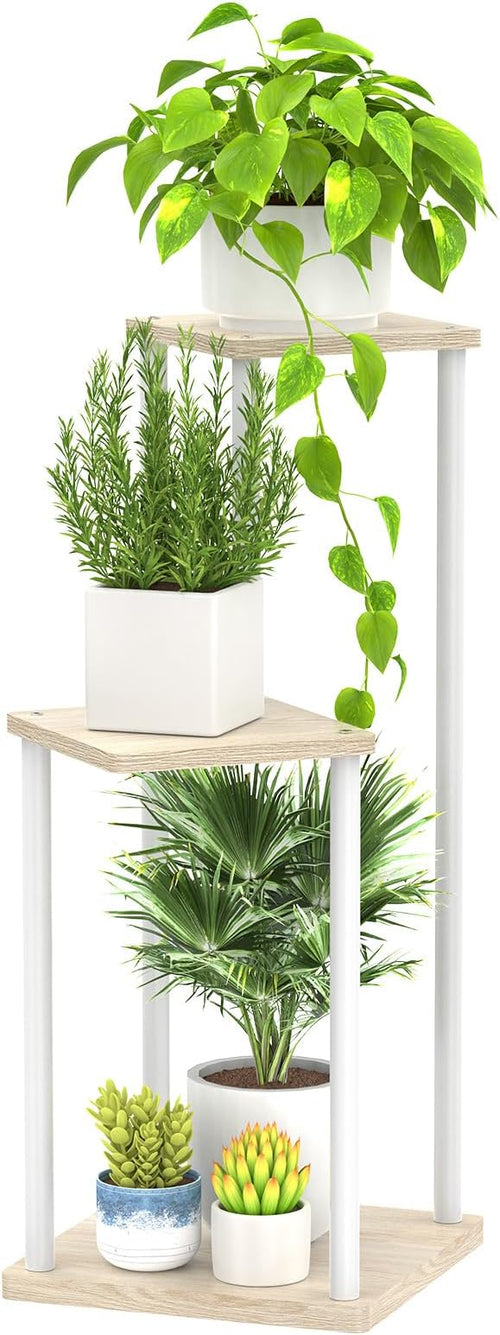 3 Tier Plant Stand Indoor Outdoor, Metal Wood Tiered Corner Plant Stands Pot by Oppro