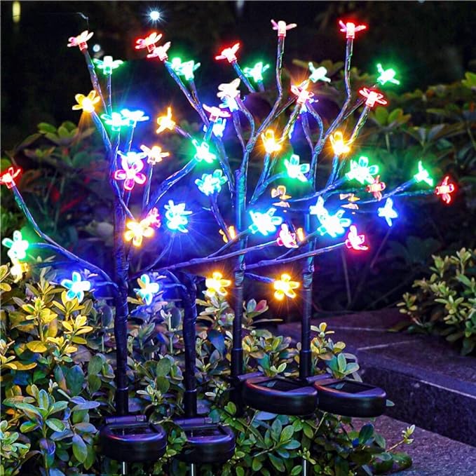Solar Garden Lights Waterproof, Solar Lights Outdoor Decorative 4Pack, 80Led by IUEECEN