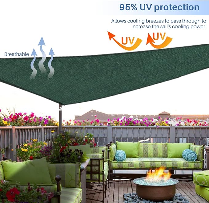E&K Sunrise 12' x 12' x 12' Sun Shade Sail Triangle Canopy Shade Cover UV Block - Image 5
