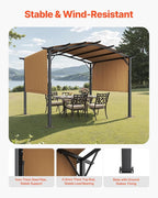 VEVOR 10 x 10 ft Outdoor Pergola, Arched Top Metal Pergola, Retractable Pergola - Image 2