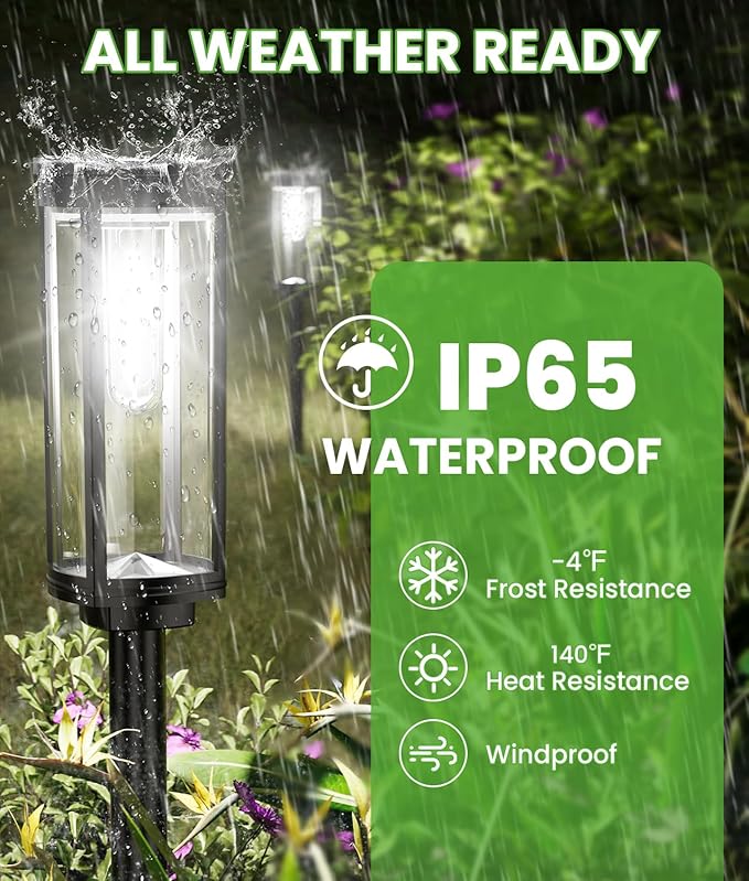 Bright Solar Pathway Lights, 2 Pack Solar Lights Outdoor Waterproof IP65 - Image 6