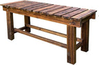 Outdoor Garden Bench, 2-Person Wood Patio Bench Weatherproof Outdoor Backless - Image 9