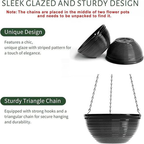 2 Pack Hanging Planters for Indoor Outdoor Plants, 10 Inch Hanging Planter - Image 2