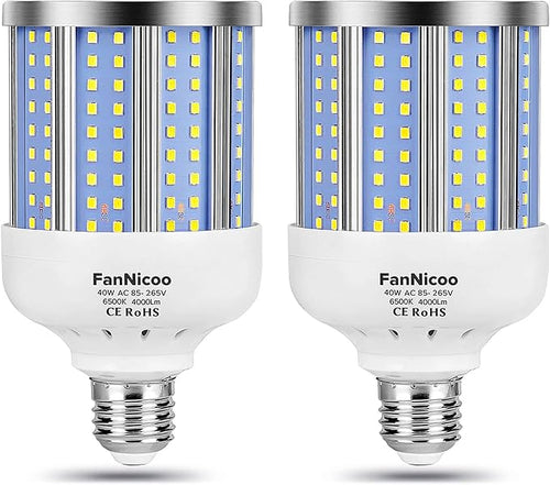 2 Pack 280W Equivalent LED Corn Light Bulb, 4000 Lumen 6500K Cool White by FanNicoo