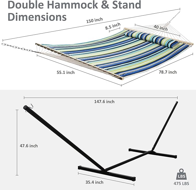SUNCREAT Hammock with Stand 2 Person Heavy Duty, Freestanding Hammock with - Image 4