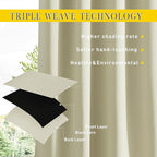 NICETOWN 2 Panels Outdoor Curtains Waterproof Pocket & Back Tab on Top & Bottom - Image 6
