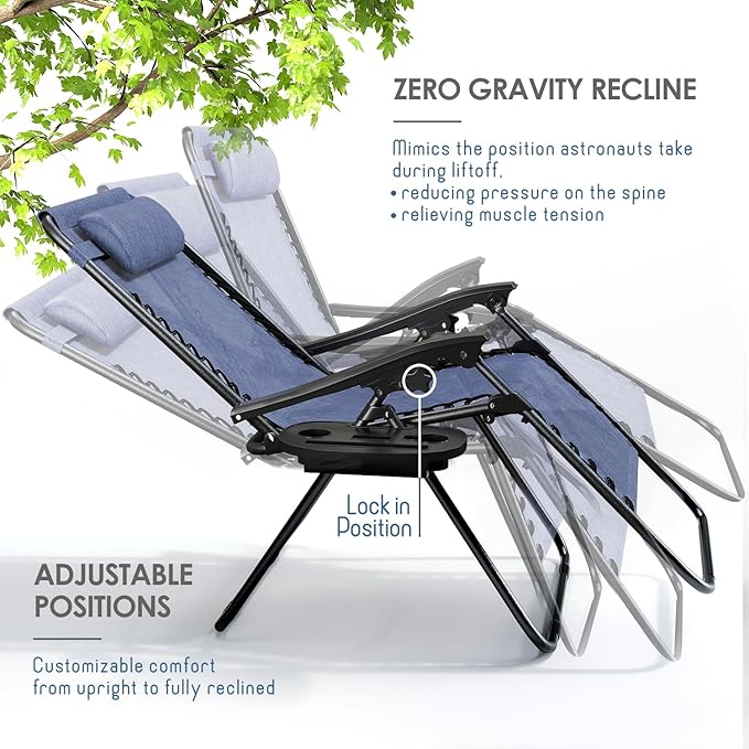Nestl Zero Gravity Chairs Set of 2, Patio Lounge Chair Outdoor - Image 4