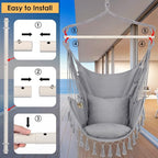 Y- STOP Hammock Chair Hanging Rope Swing, Max 500 Lbs, 2 Cushions Included - Image 7