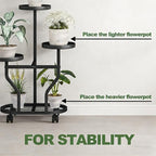 Plant Stand with Wheels 3 Tier Metal Plant Holder Corner Flower Shelf - Image 3