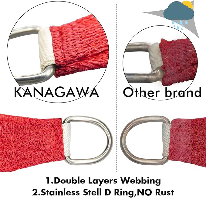 KANAGAWA Sun Shade Sail 8'x10' Scarlet Rectangle UV Block Canopy Awning Shelter - Image 4