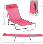 Outsunny 2 Piece Folding Chaise Lounge Chairs, Pool Sun Tanning Chairs - Image 3
