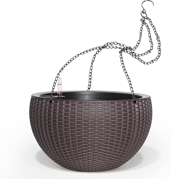 Dexceder 9 Inch Self Watering Hanging Planters Indoor Outdoor, Thickened by Dexceder