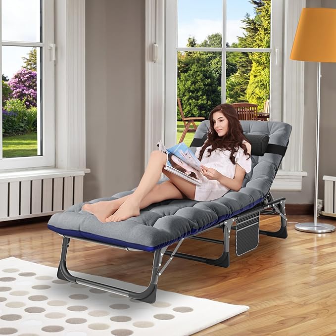 ABORON 2PK Heavy Duty Tanning Chair, 5-Gear Outdoor Folding Chaise Lounge Chair - Image 2