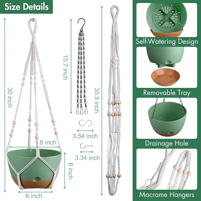 Set of 2-8 Inch Hanging Planters - Image 5