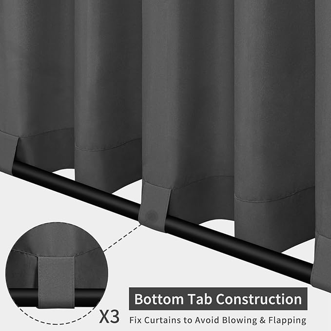 Easy-Going Outdoor Patio Curtains Detachable Tab Top Windproof Weatherproof - Image 3