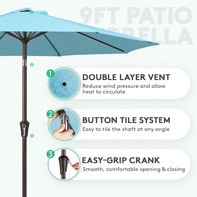 JEAREY 9FT Patio Umbrellas Outdoor Table Umbrella - Image 4