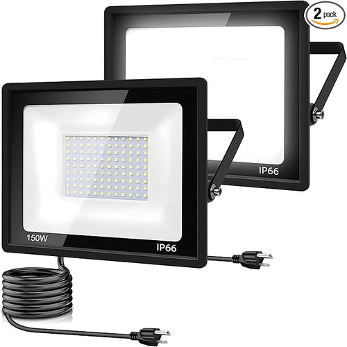 2Pack LED Flood Light Outdoor, 150W LED Work Light 15500lm by garageangle