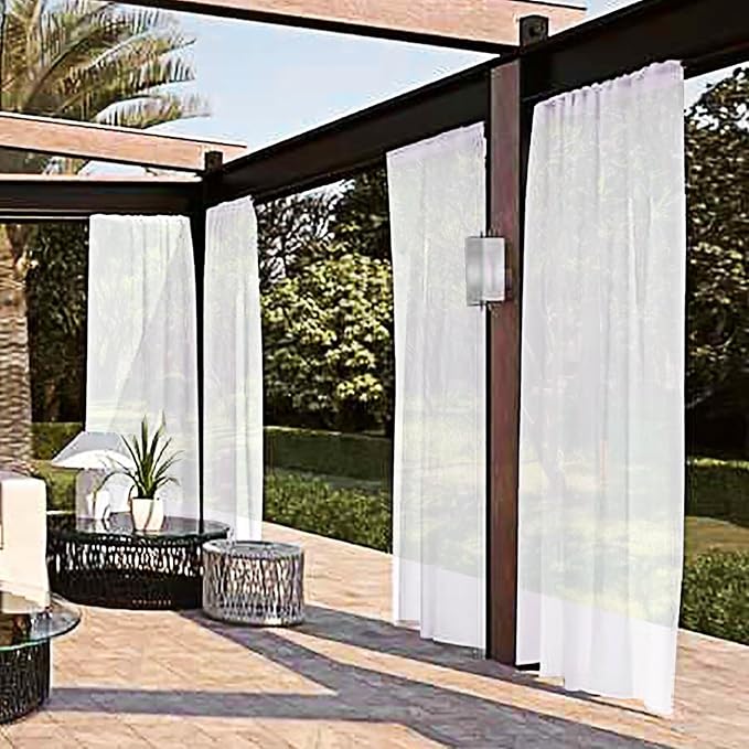 SpaceDresser Waterproof Outdoor Sheer Curtains - Image 2