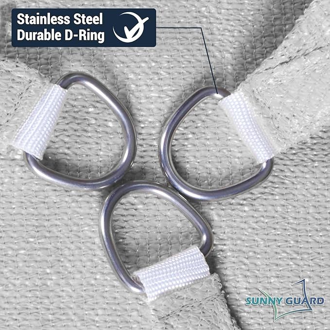 SUNNY GUARD Custom Size 6'x8'x10' Silver Grey Sun Shade Sail Right Triangle UV - Image 6