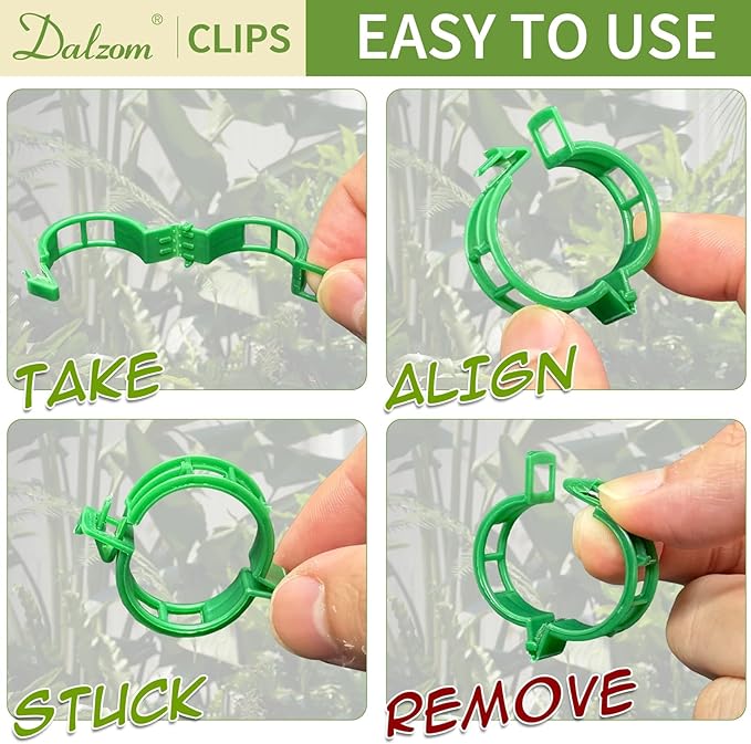 Dalzom® 300Pcs Tomato Clips, Plastic Trellis Clips Plant Support Clips - Image 3