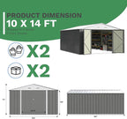 Patiowell 10x14 FT Outdoor Storage Shed, Large Metal Garden Shed - Image 6