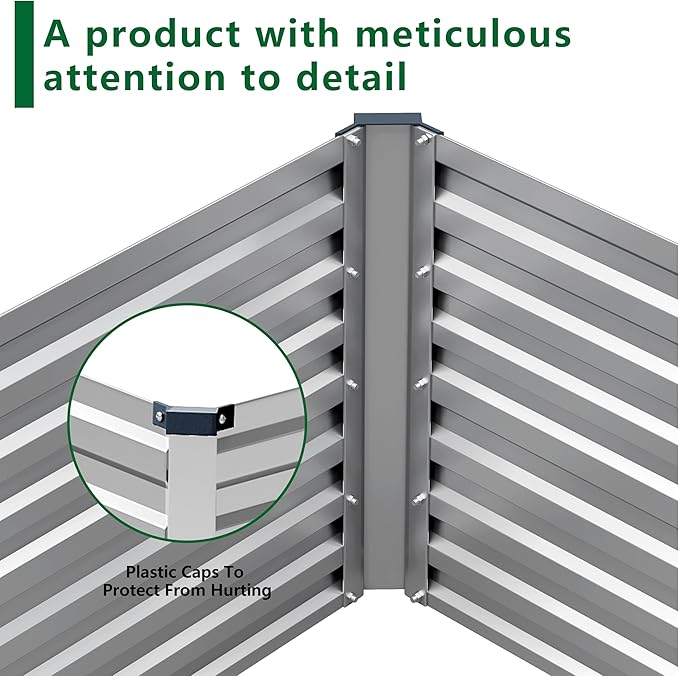 8x4x2FT Galvanized Raised Garden Bed Kit, Vegetable Plant Boxes-Rectangle Metal - Image 4