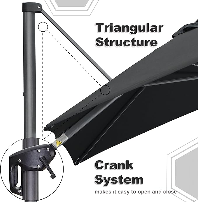 PURPLE LEAF 10' X 13' Patio Umbrella Outdoor Cantilever Rectangle Umbrella - Image 4